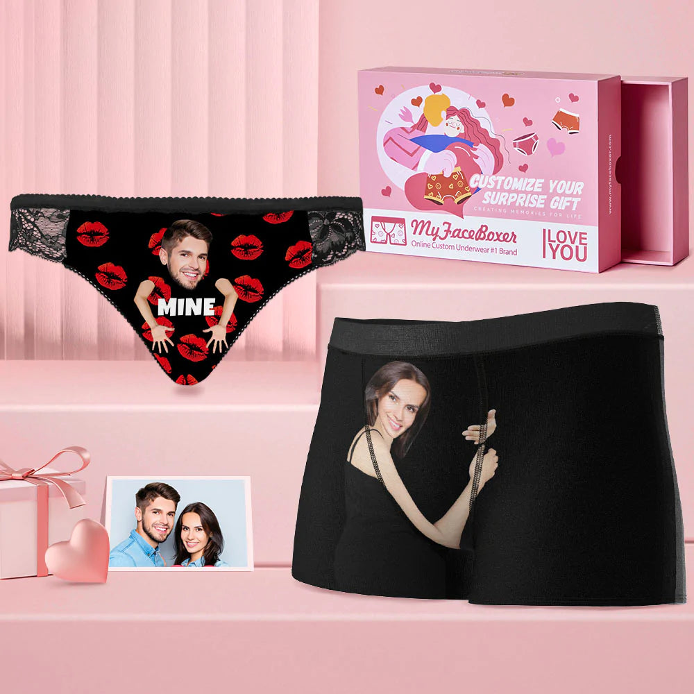 Custom Face Couple Matching Underwear Love Heart Personalized Funny Un –  Couplegiftcustom